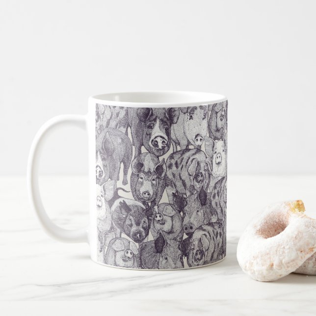 Mug juste des cochons mûre blanc intense (Avec donut)