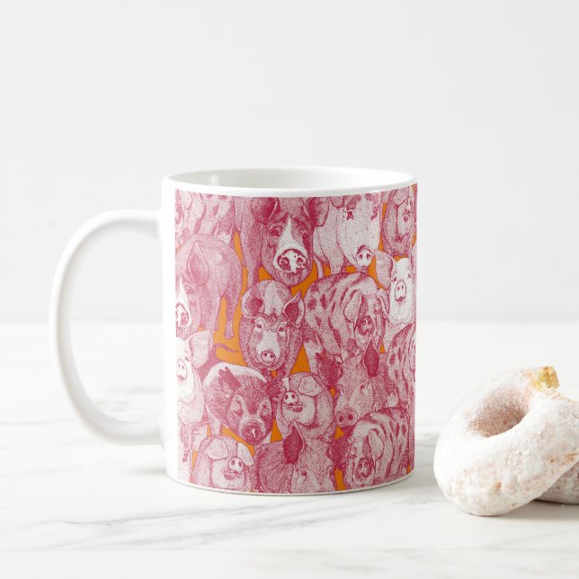 Mug juste des cochons viva magenta satsuma (Avec donut)