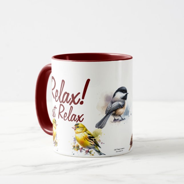 Mug Juste Détendez-Vous/Oiseau Moderne (Devant gauche)