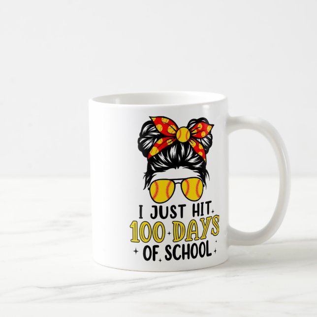 Mug Juste Frapper Heureux 100 Jours D'école Softball C (Droite)