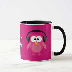 Mug Juste hiboux roses de Chillin avec des écouteurs