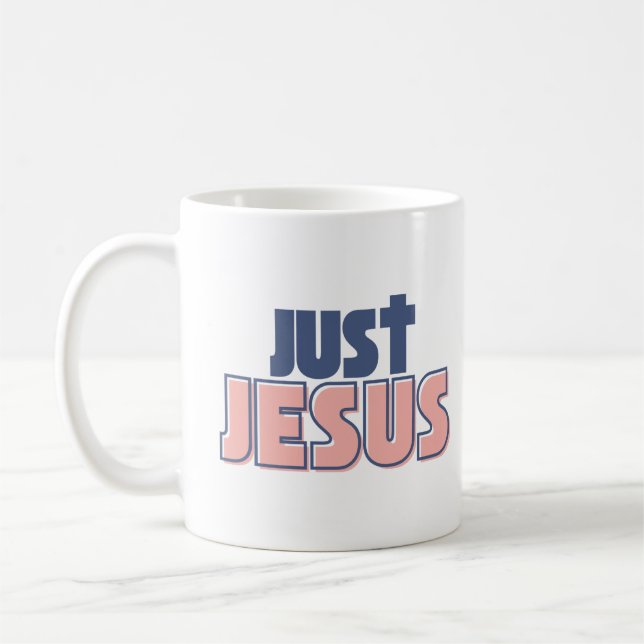 Mug Juste Jésus bleu rose chrétien (Gauche)