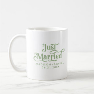 Mug Juste Marié Élégant Sage Green Typographie