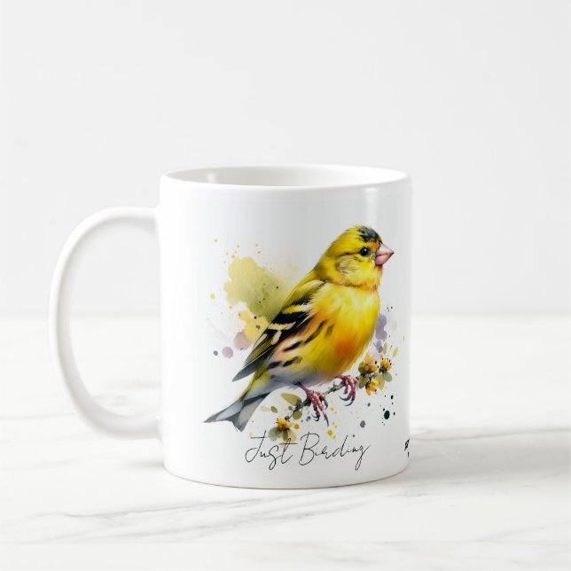 Mug Juste Oiseau/Finch Jaune mignonne (Gauche)