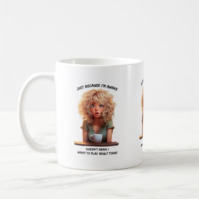 Mug Juste parce que je suis éveillé = humour du matin (Gauche)