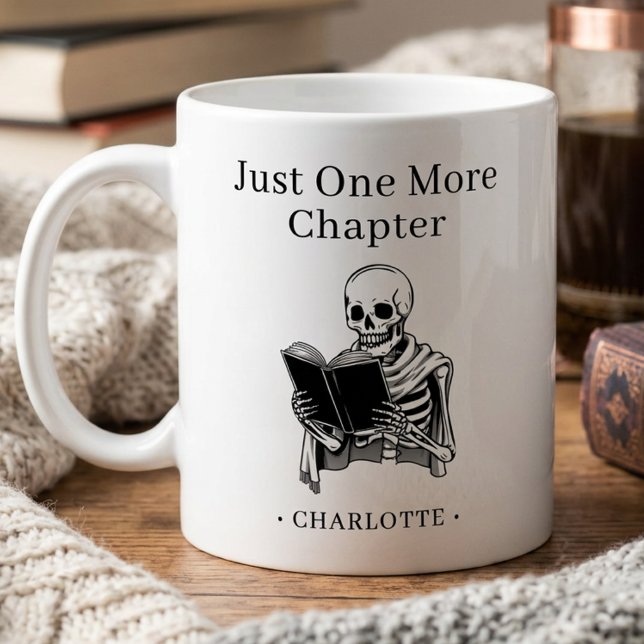 Mug Juste un chapitre de plus Squelette drôle de lectu (Créateur téléchargé)