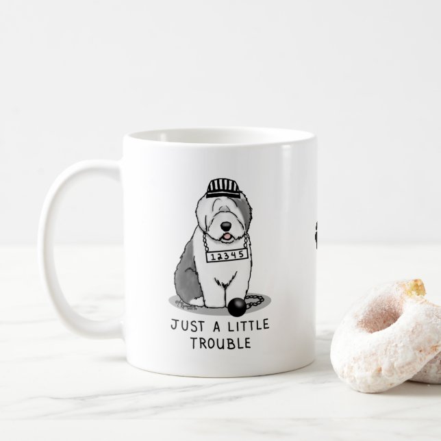 Mug Juste un petit problème Vieux anglais Sheepdog Gre (Avec donut)