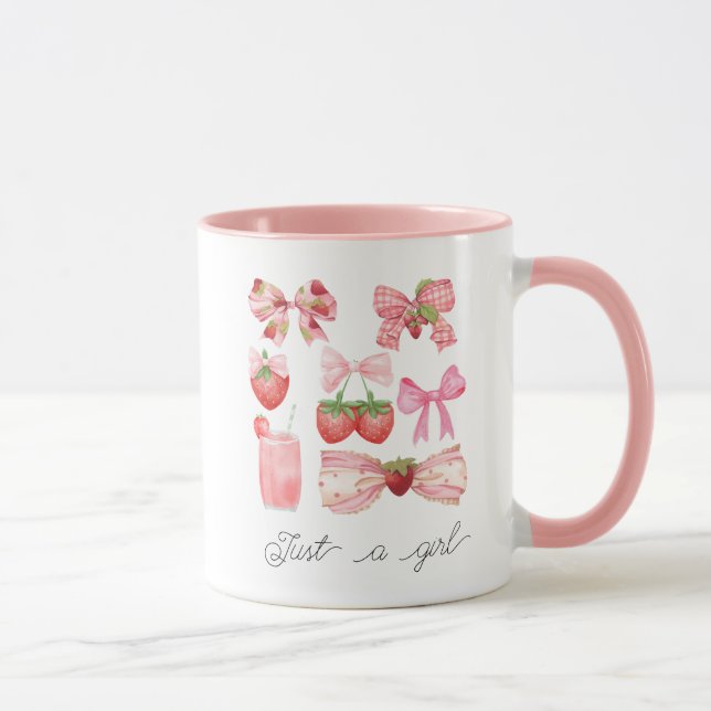 Mug Juste une fille Croquette fraise Bow esthétique (Droite)