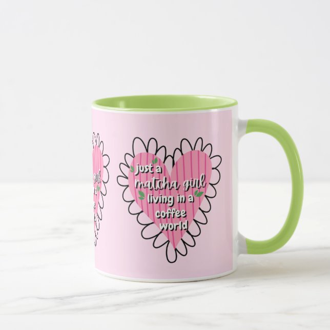 Mug Juste une fille Matcha cœur esthétique – Rose Mign (Droite)