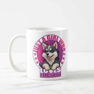 Mug juste une fille qui aime husky, Husky white, huski