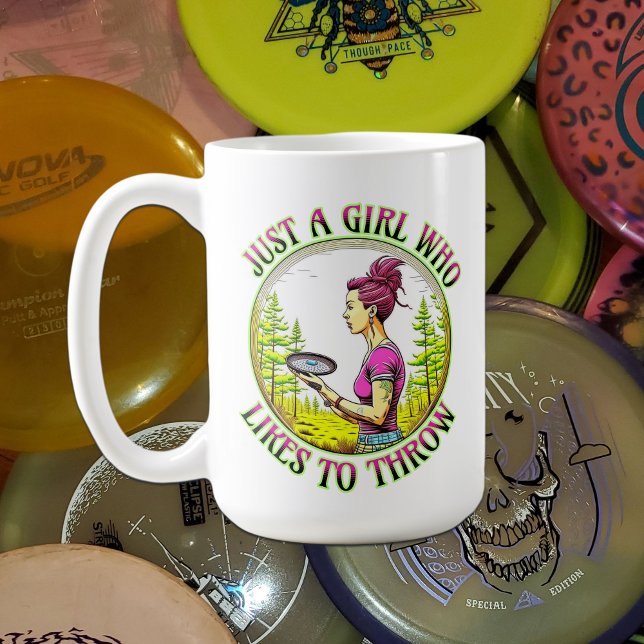 Mug Juste une fille qui aime lancer | Disc Golf  (Créateur téléchargé)