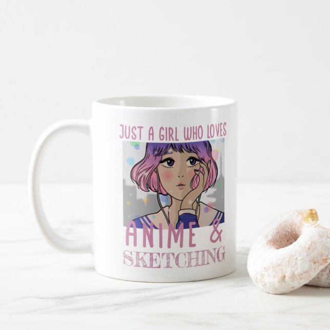 Mug Juste une fille qui aime l'anime et le dessin (Avec donut)