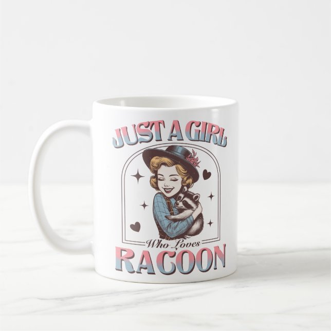 Mug Juste une fille qui aime le racoon Retro Funny Rac (Gauche)