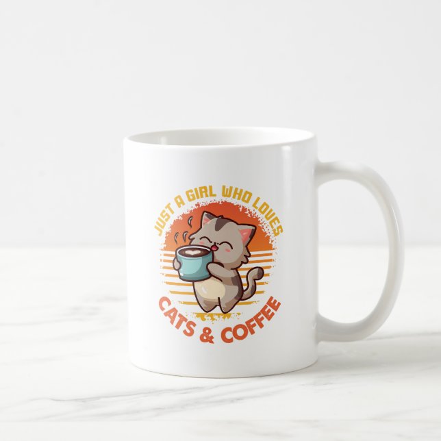 Mug Juste une fille qui aime les chats et le café (Droite)