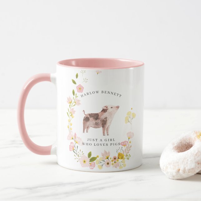 Mug Juste une fille qui aime les cochons | Musique mon (Avec donut)