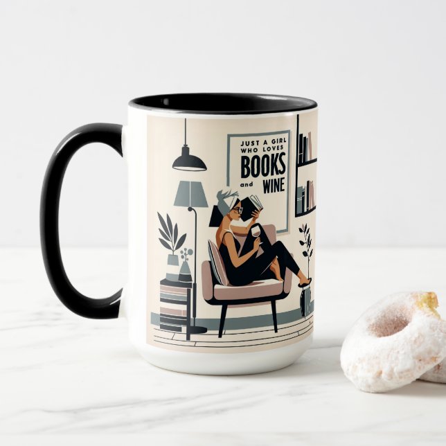 Mug Juste une fille qui aime les livres et le vin (Avec donut)