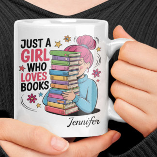 Mug Juste une fille qui aime les livres Nom personnali