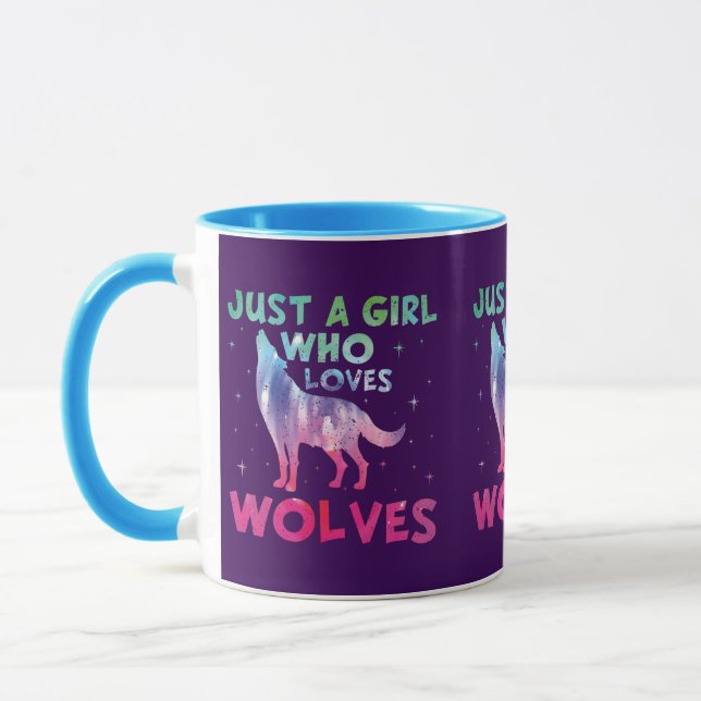 Mug Juste une fille qui aime les loups aquarelle (Gauche)