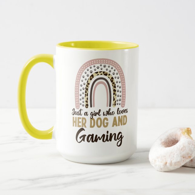 Mug Juste une fille qui aime son chien et le jeu (Avec donut)