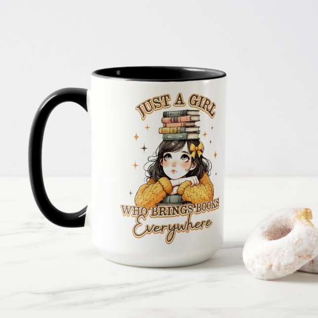 Mug Juste une fille qui apporte des livres partout (Avec donut)