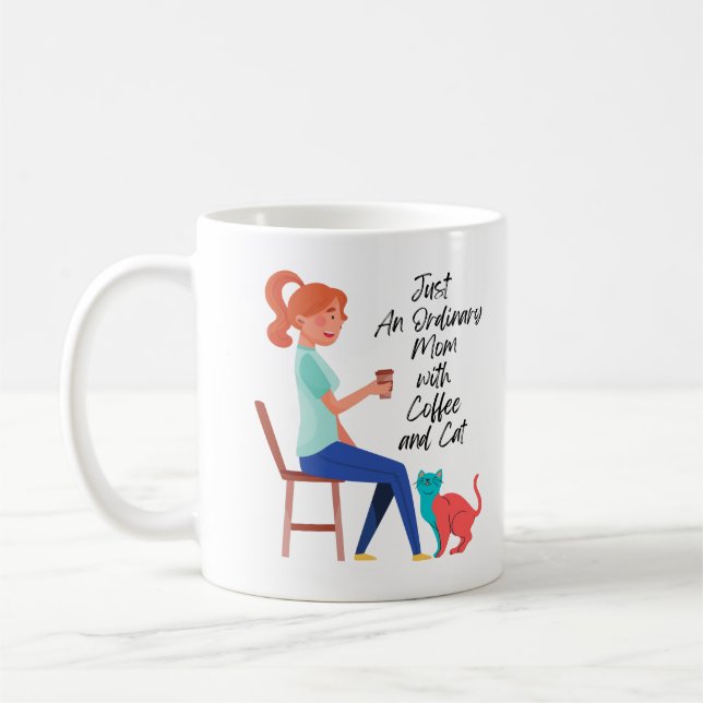 Mug Juste une maman ordinaire avec du café et du chat (Gauche)