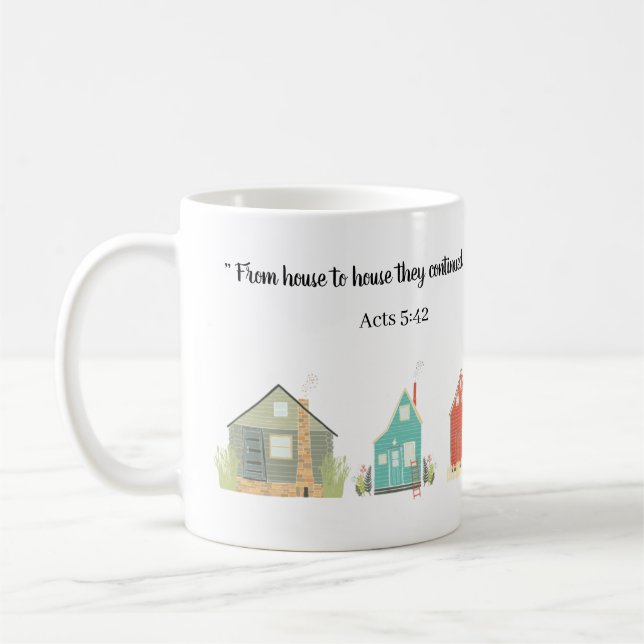 Mug JW cadeaux pionniers Actes 5:42 personnalisés (Gauche)