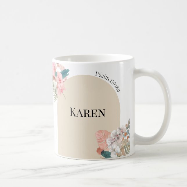 Mug JW Custom 2023 année texte Psalm 119:160 arc boho (Droite)
