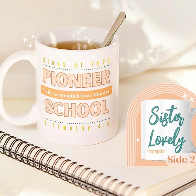 Mug JW Personalizable Pioneer School 2023 & 2 Tim 4:5 (Créateur téléchargé)