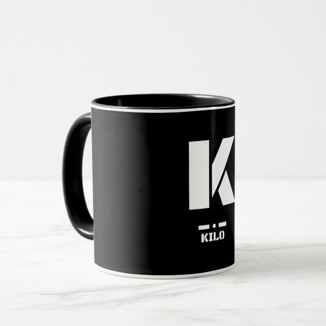 Mug K(Kilo) OTAN Alphabet phonétique et code morse (Devant gauche)