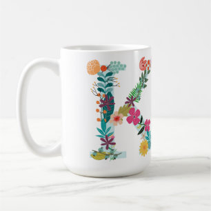 Mug K Monogramme Mug, Floral K Initial, Botanique