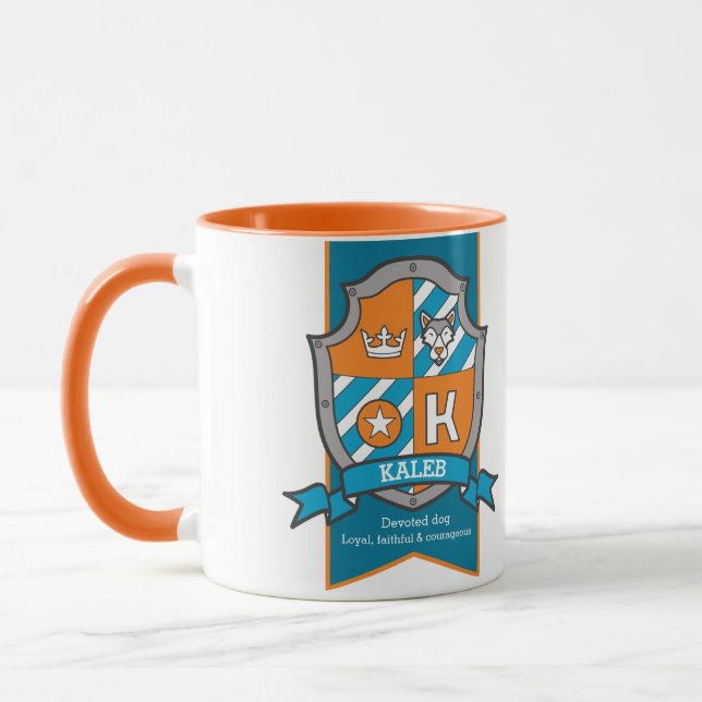 Mug Kaleb lettre K crête orange nom turquoise signific (Gauche)
