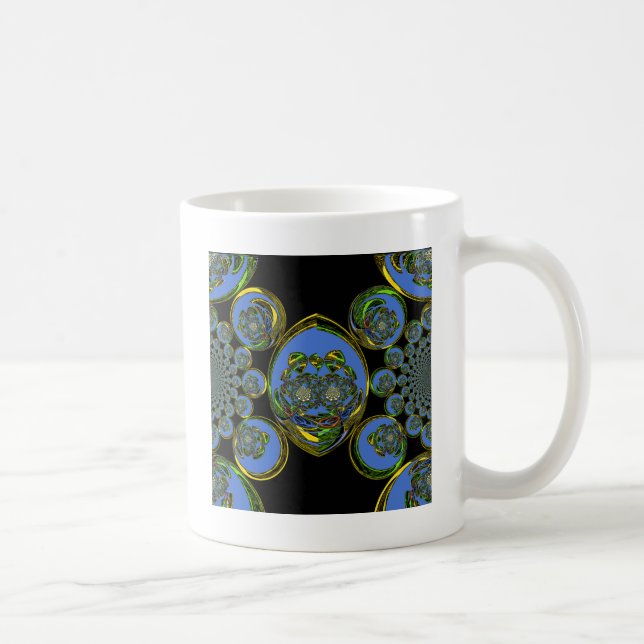 Mug Kaleidoscope bleu et jaune Imprimer (Droite)