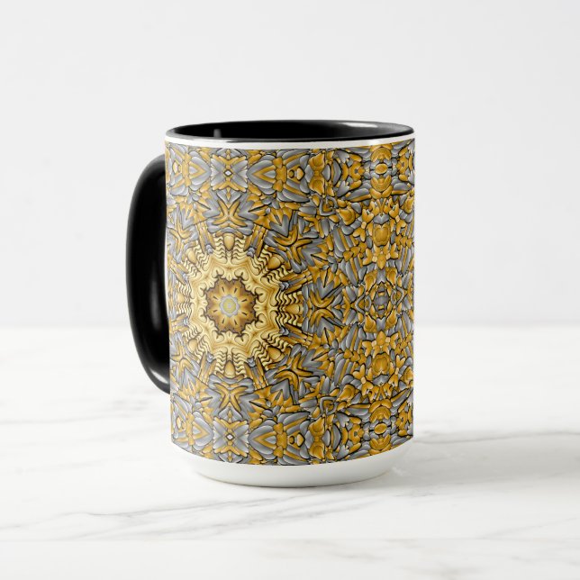 Mug Kaléidoscope de cru d'argent d'or de métal (Devant gauche)
