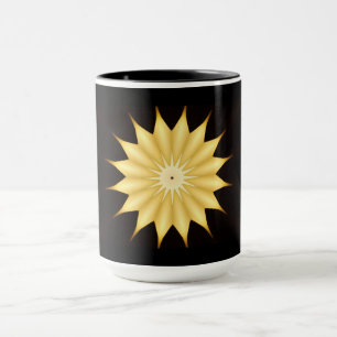 Mug Kaleidoscope Design Bright Yellow Star