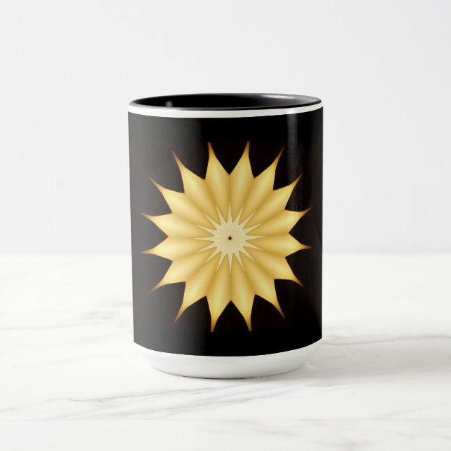 Mug Kaleidoscope Design Bright Yellow Star (Centre)