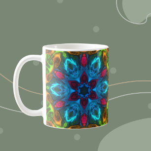 Mug Kaleidoscope psychédélique bleu rose et vert