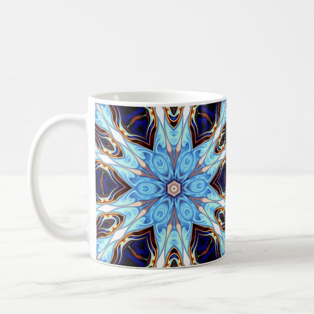 Mug Kaleidoscope psychédélique Fleur Bleu et Orange (Gauche)