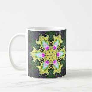 Mug Kaleidoscope psychédélique Fleur Jaune et rose