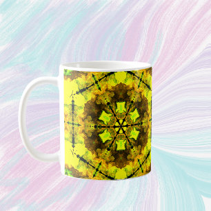 Mug Kaleidoscope psychédélique Fleur Jaune et Vert
