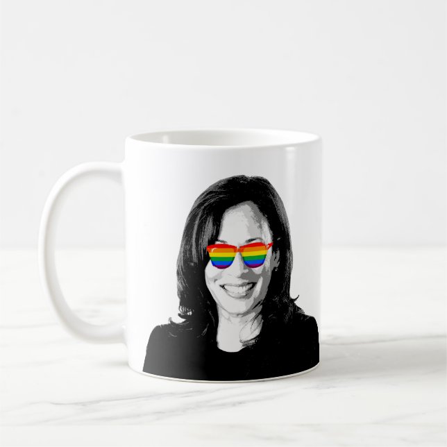 Mug Kamala Harris Arc-en-ciel Lunettes de soleil Café  (Gauche)