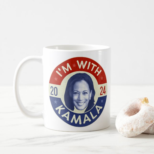 Mug Kamala Harris Président 2024 Democrat Photo Retro (Avec donut)