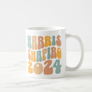 Mug Kamala Harris Shapiro Wavy Text Retro tendance
