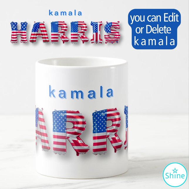 Mug Kamala Harris USA Pavillon Ballons Alphabets Élect (Créateur téléchargé)