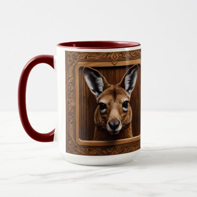 Mug Kangaroo en bois 3D australien (Gauche)