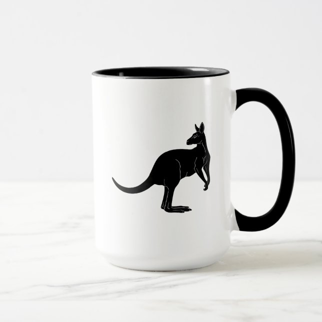 Mug Kangourou dans le minimalisme noir de couleur (Droite)