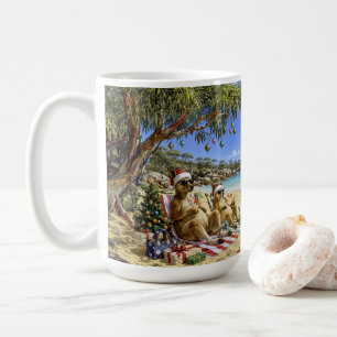 Mug Kangourou de Noël Plage Pique-nique Joyeux Noël