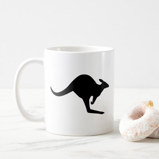 Mug Kangourou de prudence noir et blanc (Avec donut)