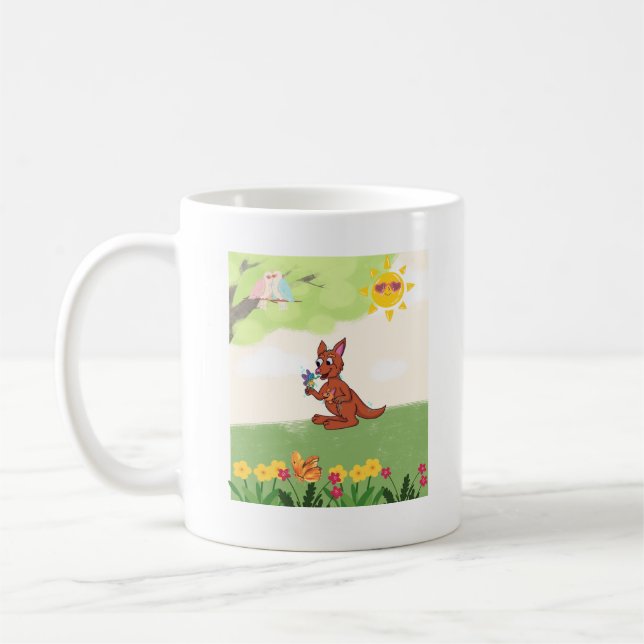 Mug Kangourou heureux dans la forêt (Gauche)