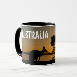 Mug Kangourou noir au coucher du soleil en Australie