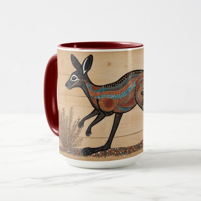 Mug Kangourou sur le thème des Aborigènes d'Australie (Devant gauche)